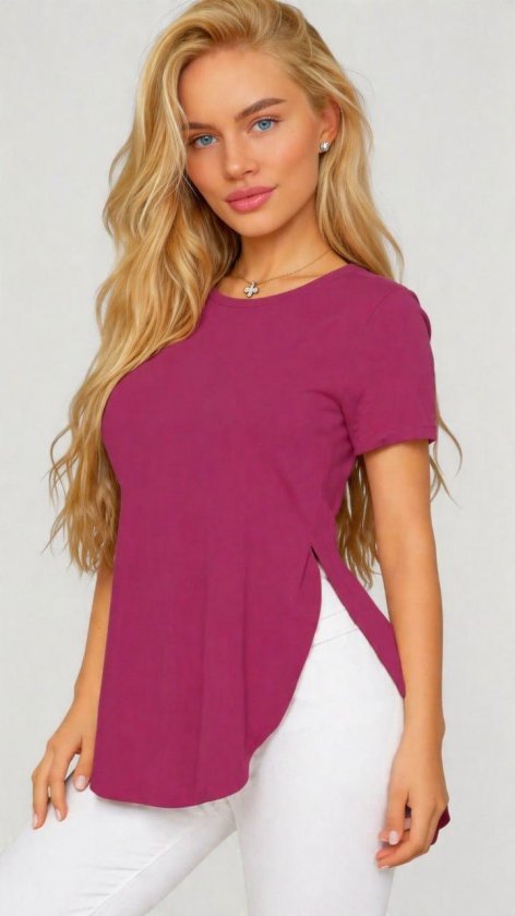 Kadın Yırtmaç Detaylı Viskon Kumaş Bluz