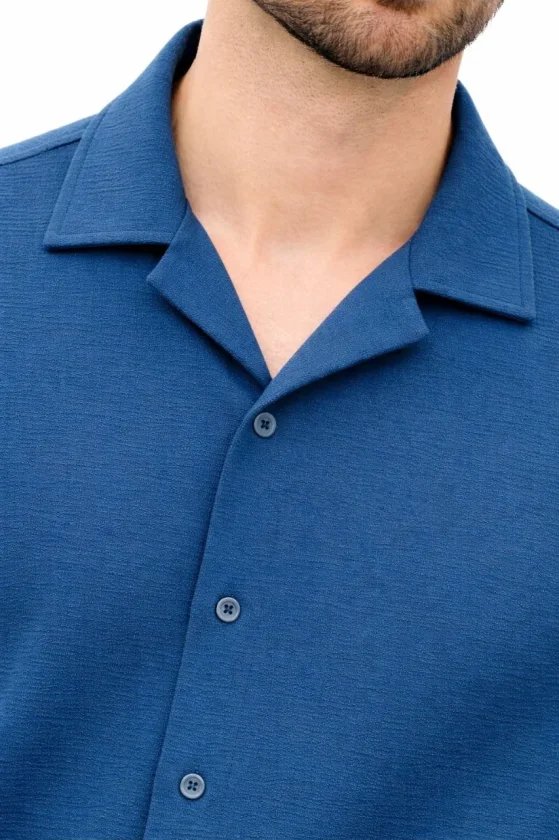 Erkek Aerobin Kumaş Oversize 4 Mevsim Uzun Kollu Rahat Kalıp Gömlek