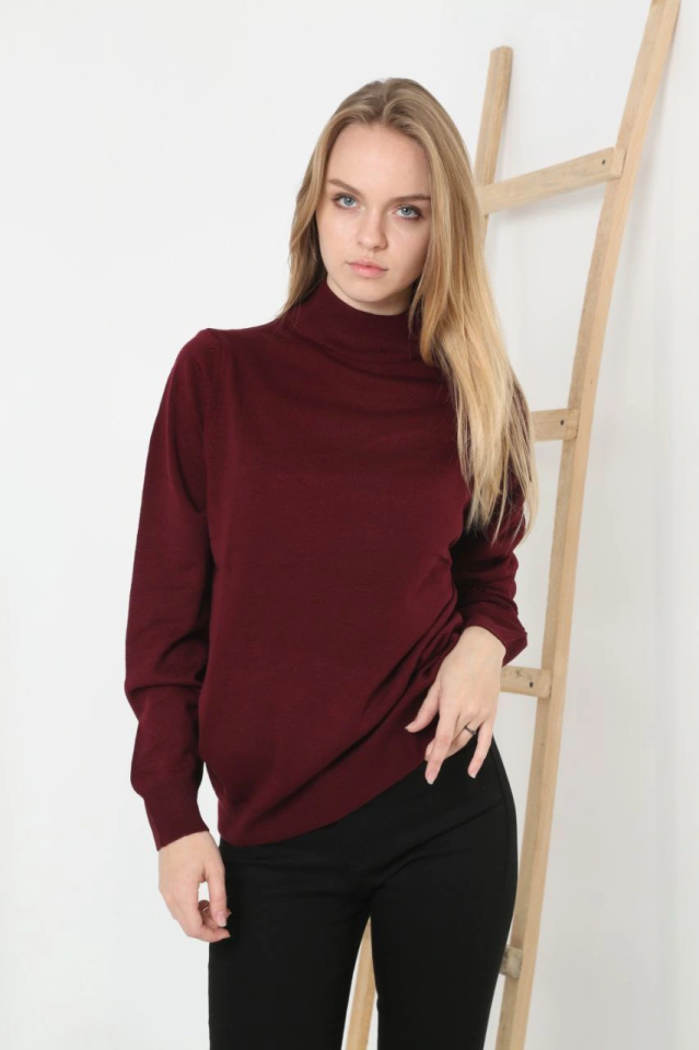 Yarım Boğaz Triko Kazak Yumuşak Dokulu Pamuklu Ince Dokuma, Uzun Kollu Rahat Regular Kalıp