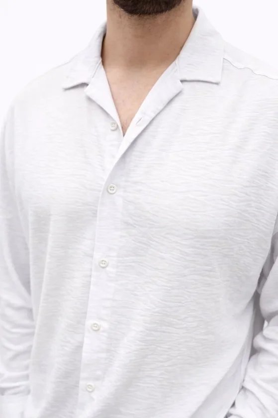 Erkek Aerobin Kumaş Oversize 4 Mevsim Uzun Kollu Rahat Kalıp Gömlek