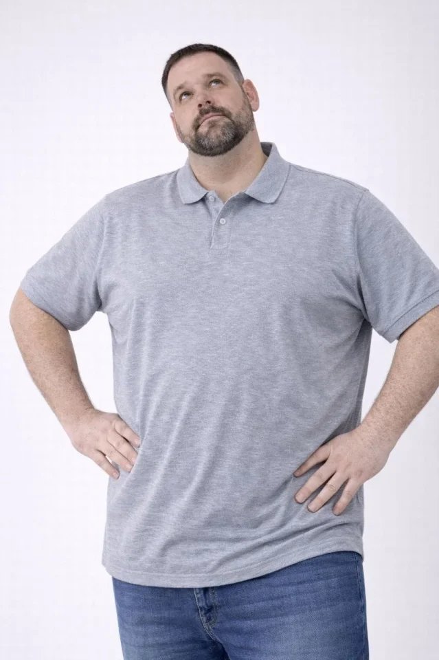 Erkek Pike Kumaş Düğmeli Yaka Battal Büyük Beden Günlük Kısa Kol Tişört T-shirt