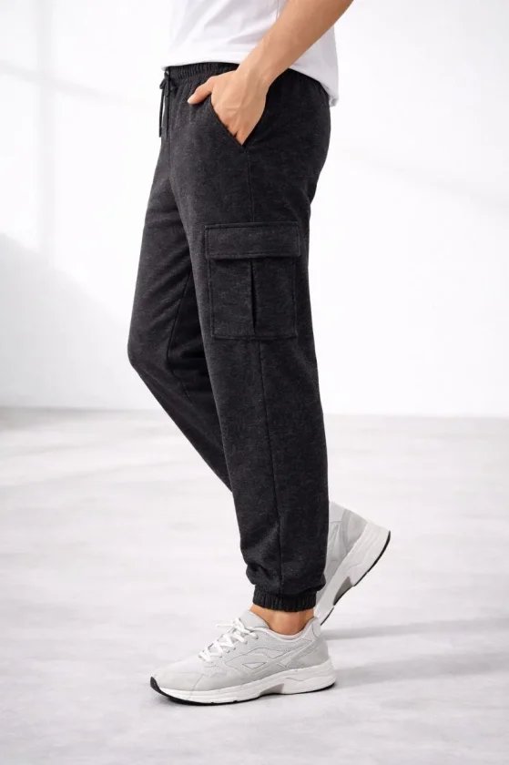 Erkek Jogger Eşofman Altı Regular Fit , Kargo Cepli, Lastikli Paça, Günlük Spor Pantolon
