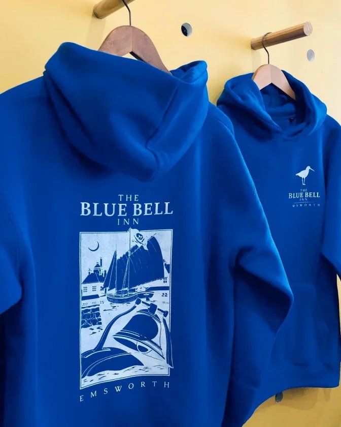 Erkek Kapüşonlu Double Oversize Üç İplik Pamuklu Deniz Yelken Baskılı Kanguru