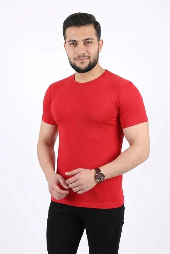 Erkek Basic Tişört Bisiklet Yaka Kısa Kol Günlük Yazlık Slim Fit T-Shirt