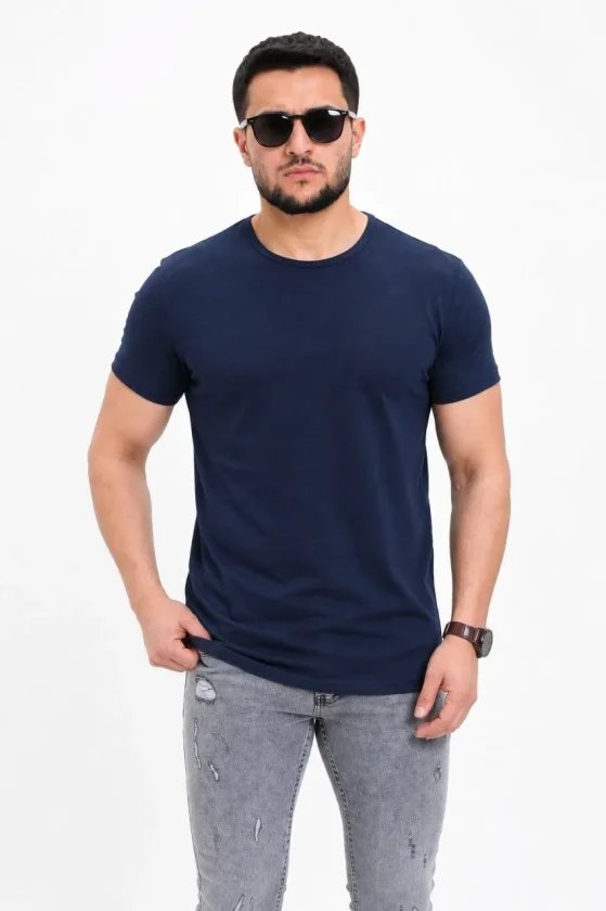 Erkek Basic Tişört Bisiklet Yaka Kısa Kol Günlük Yazlık Slim Fit T-Shirt