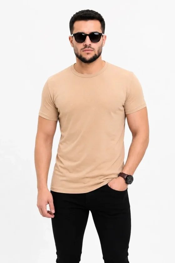 Erkek Basic Tişört Bisiklet Yaka Kısa Kol Günlük Yazlık Slim Fit T-Shirt