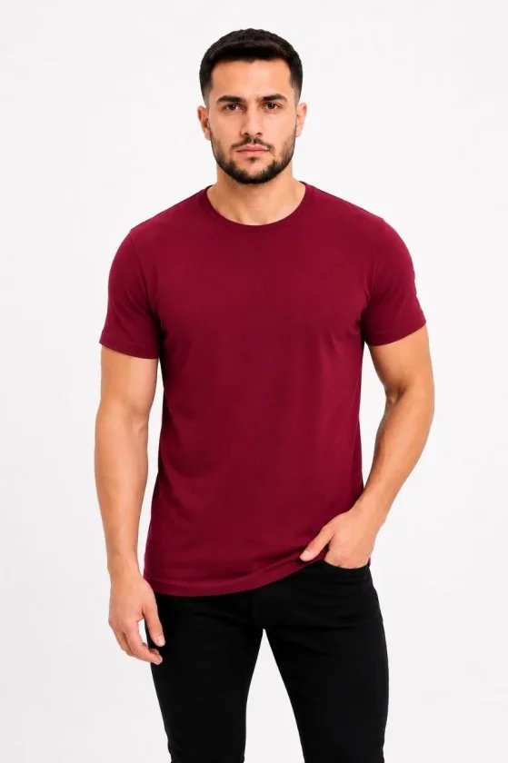 Erkek Basic Tişört Bisiklet Yaka Kısa Kol Günlük Yazlık Slim Fit T-Shirt