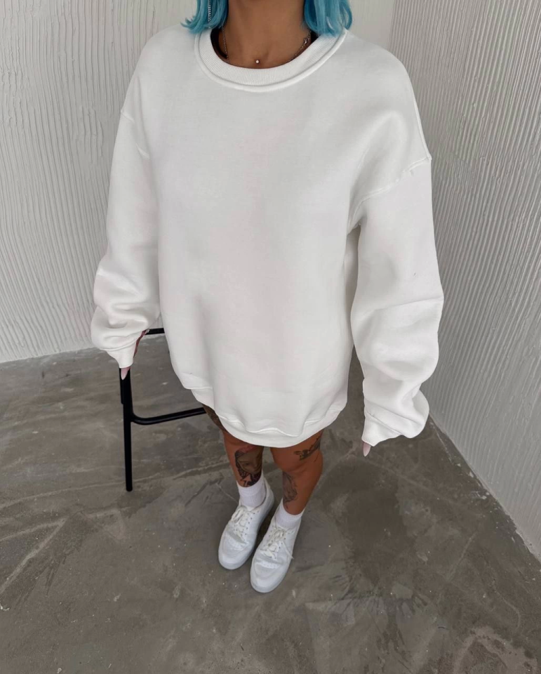 Kışlık Bisiklet Yaka Üç İplik Basic SweatShirt