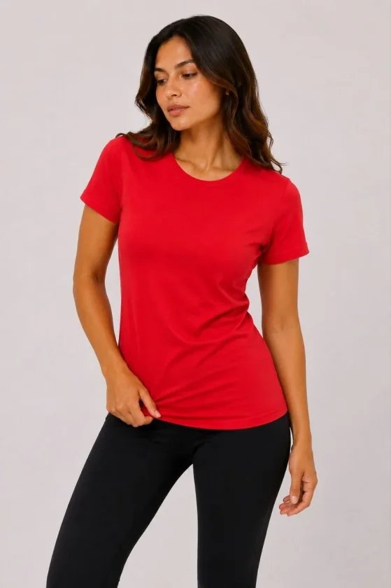 Basic Tişört Bisiklet Yaka Kısa Kol Günlük Yazlık Slim Fit T-Shirt