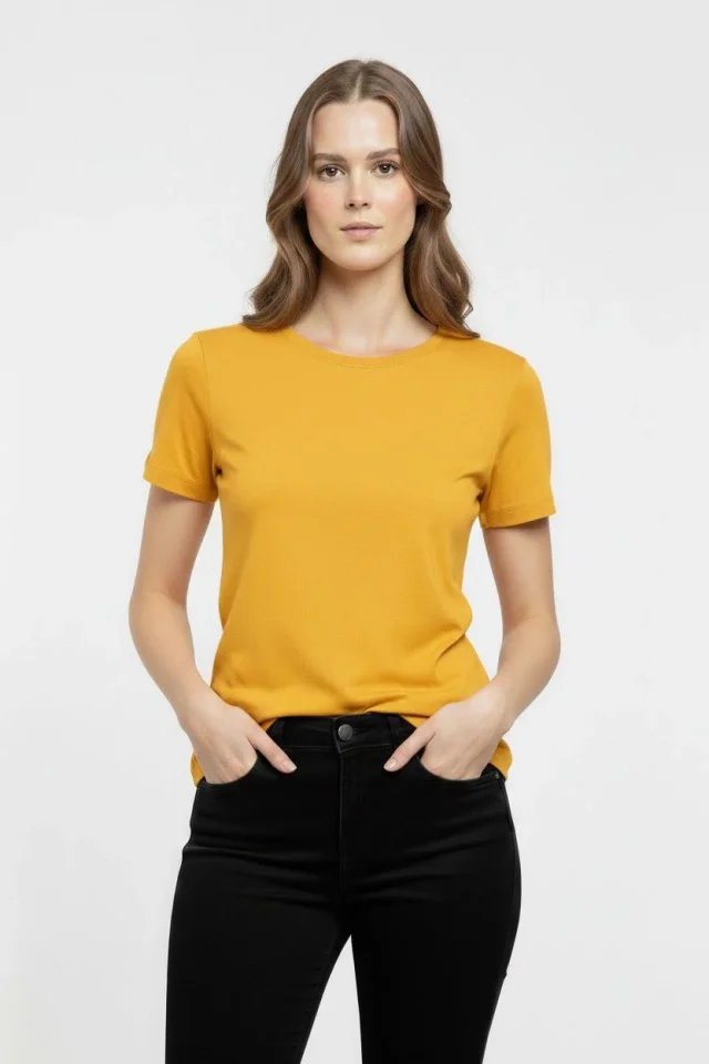 T-Shirt Bisiklet Yaka Slim Fit Likralı Tişört Günlük Basic Body