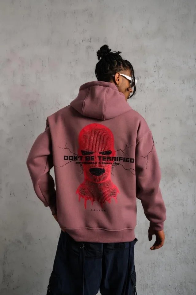 Erkek Maske Baskılı Kapüşonlu Sweat
