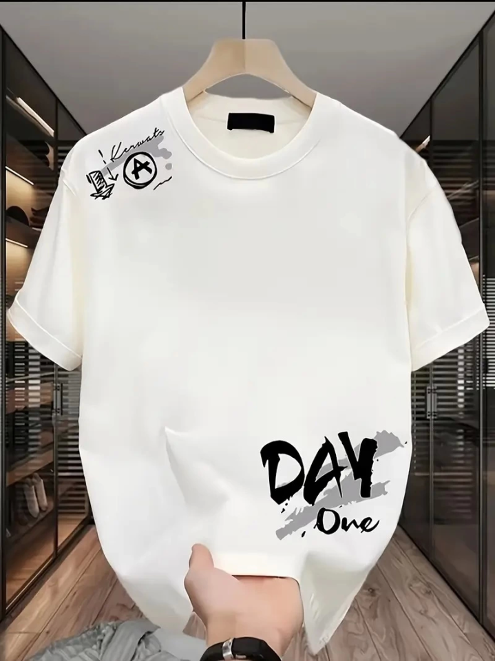 Baskılı Oversize Bisiklet Yaka T-shirt