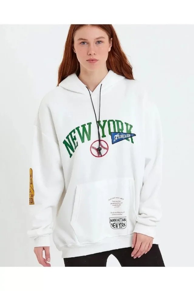Baskılı Kapüşonlu Sweatshirt