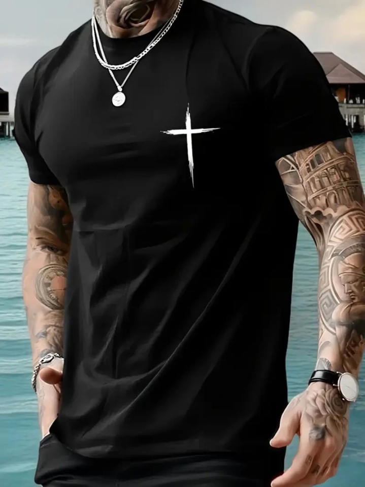 Baskılı Oversize Bisiklet Yaka T-shirt