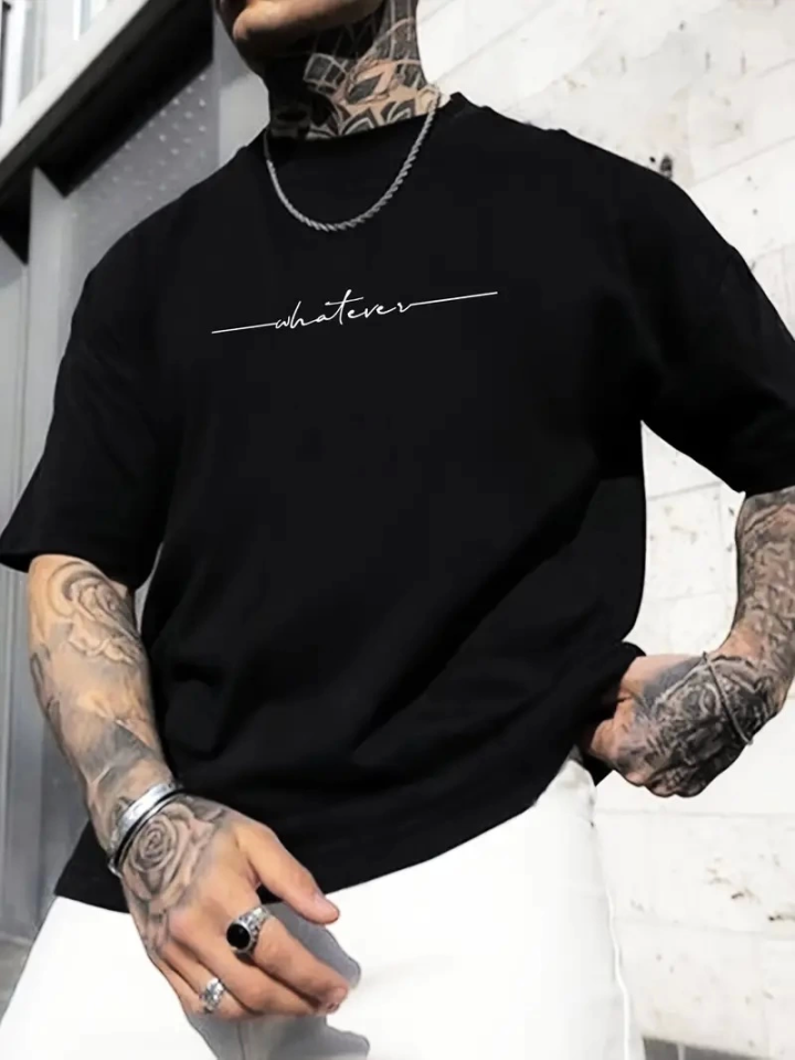 Baskılı Oversize Bisiklet Yaka T-shirt
