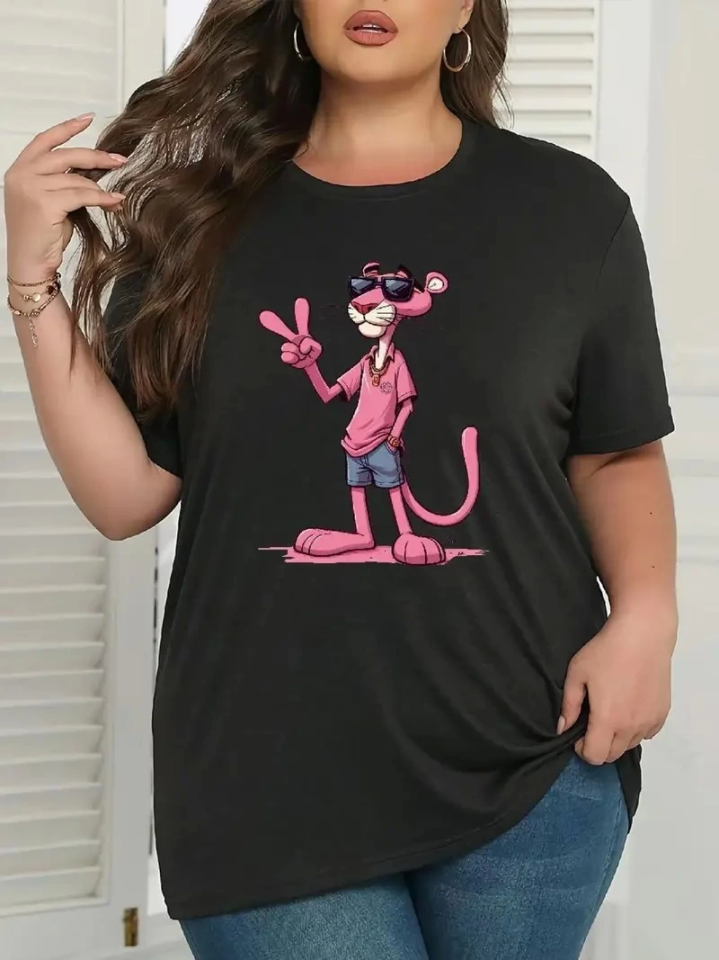 Baskılı Oversize Bisiklet Yaka T-shirt