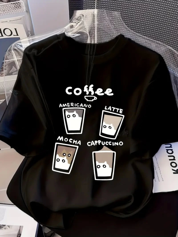 Baskılı Oversize Bisiklet Yaka T-shirt