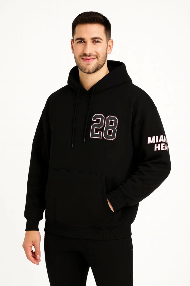 Üç İplik Kapüşonlu Ön Ve Arka Baskılı SweatShirt Hoodie