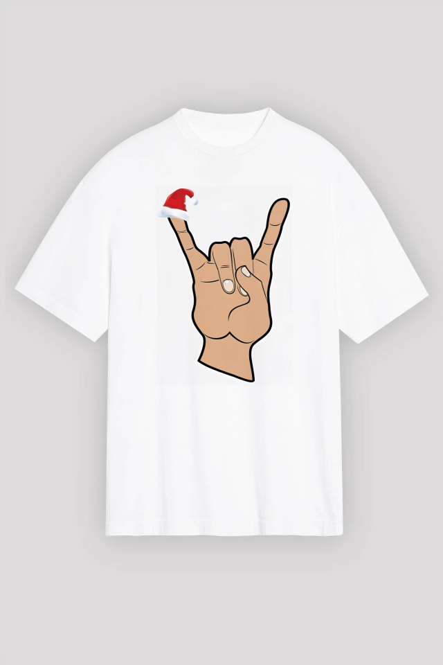 Noel Başlıklı Serçe Parmak T-shirt