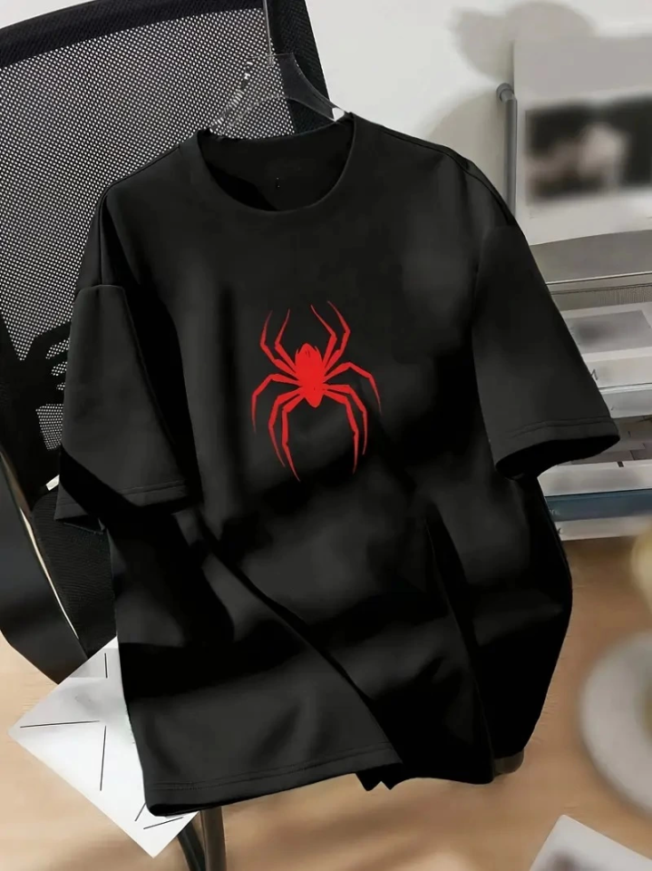 Baskılı Oversize Bisiklet Yaka T-shirt