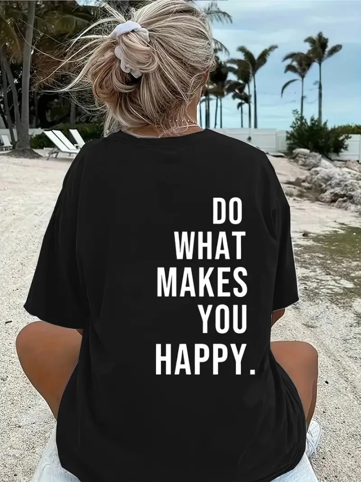Baskılı Oversize Bisiklet Yaka T-shirt