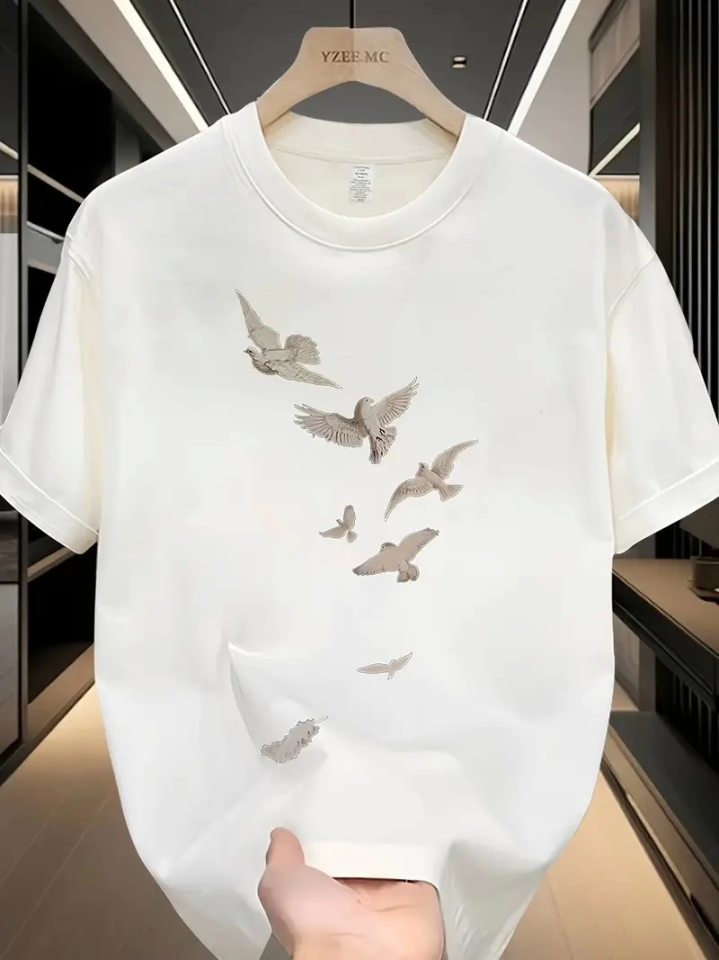 Baskılı Oversize Bisiklet Yaka T-shirt