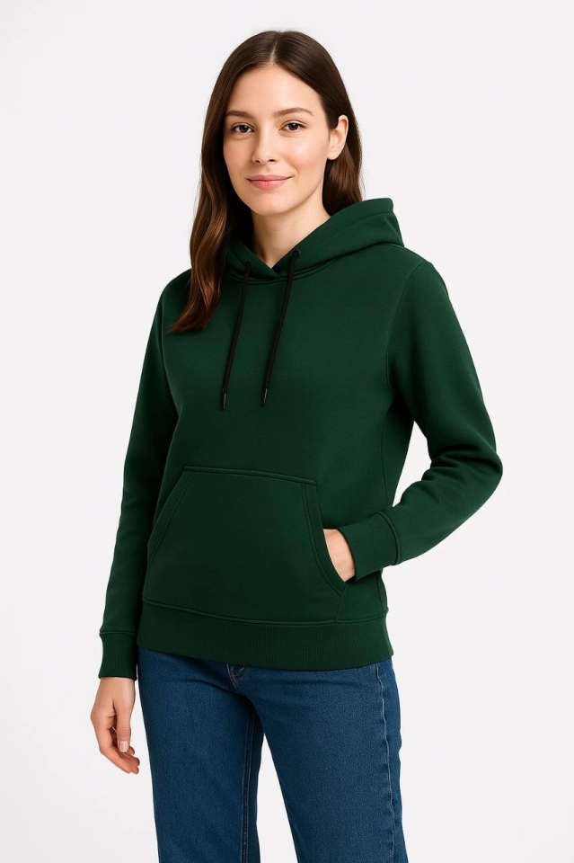 Üç İplik Kapüşonlu Kanguru Çepli SweatShirt Hoodie