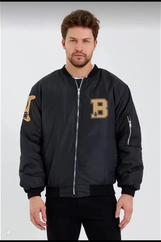 Unisex Uzun Kol Baskılı Bomber Ceket