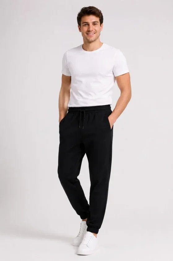Erkek İki İplik Beli Lastikli Bağcıklı Regular Fit Jogger Eşofman Altı