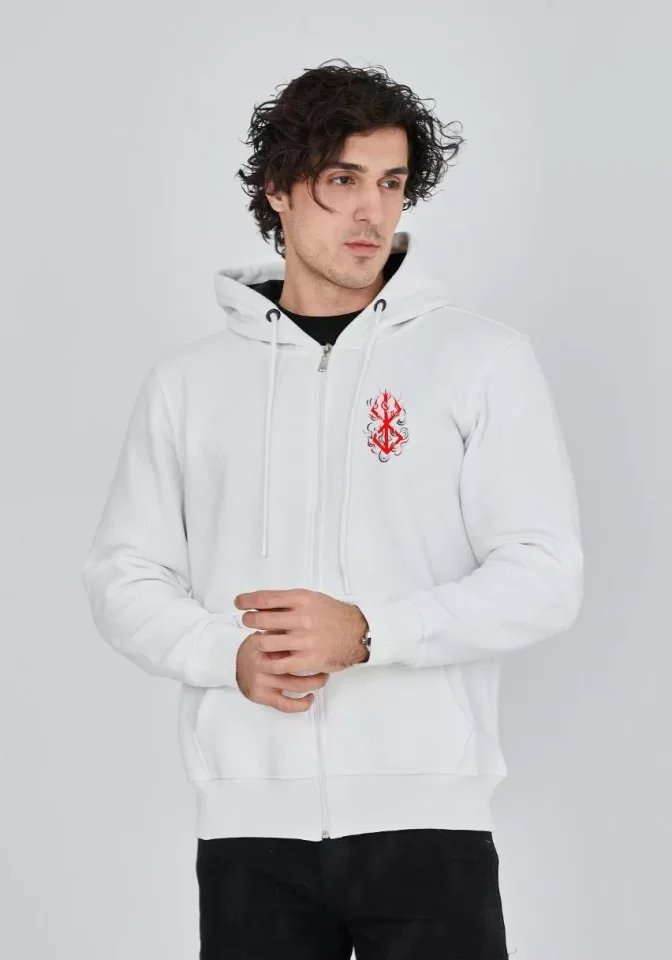 Unisex Baskılı Tam Fermuarlı Kapşonlu SweatShirt