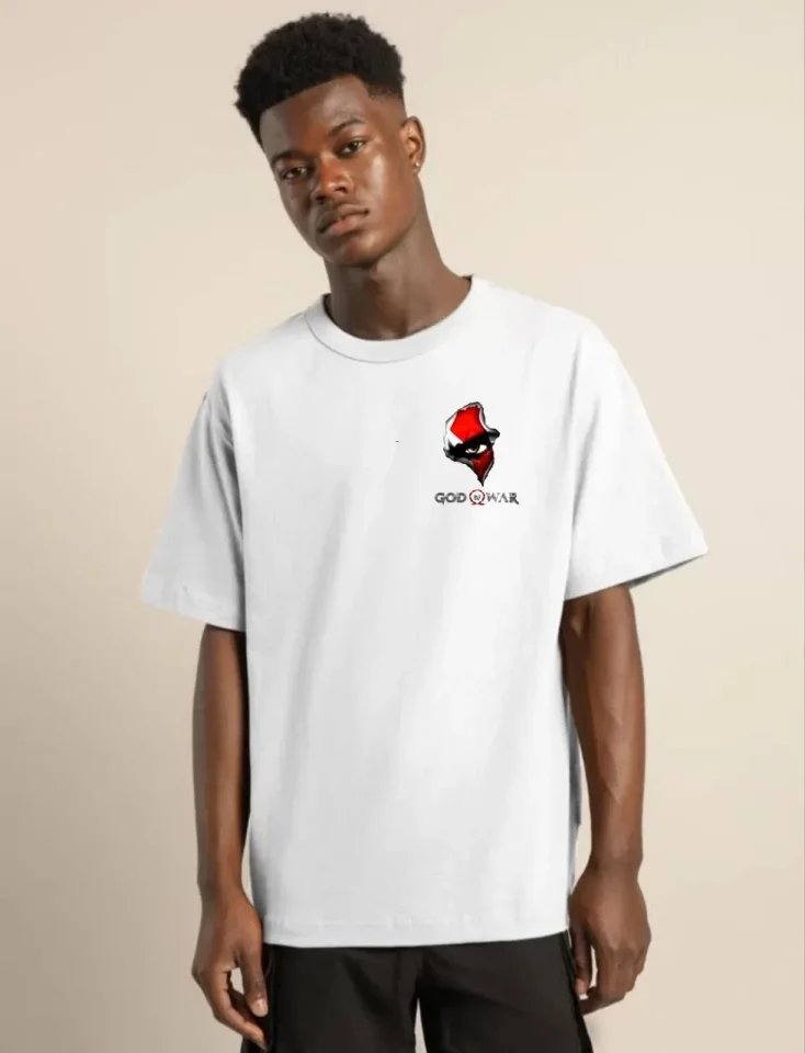 Unisex Bisiklet Yaka Baskılı Oversize T-Shirt