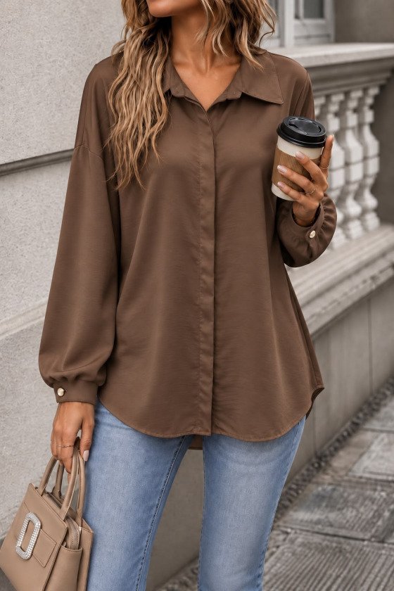 Kadın Mavi Oversize Gömlek