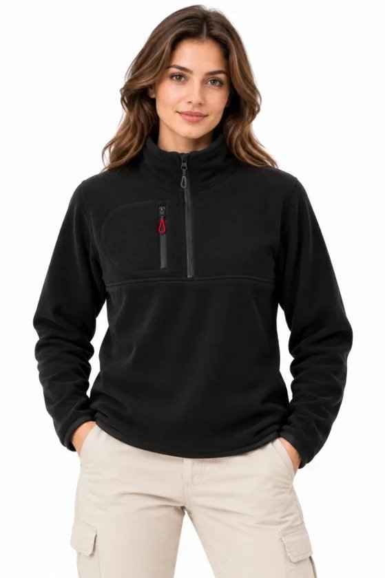 Polar Dik Yaka Yarım Fermuarlı Fermuarlı Göğüs Cepli Regular Fit Kışlık Sweatshirt