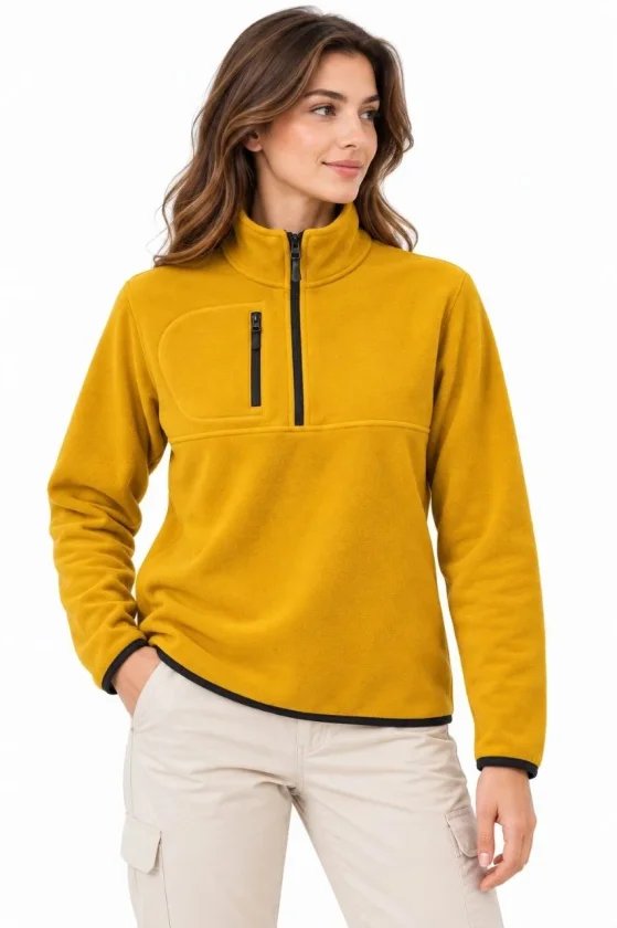 Polar Dik Yaka Yarım Fermuarlı Fermuarlı Göğüs Cepli Regular Fit Kışlık Sweatshirt