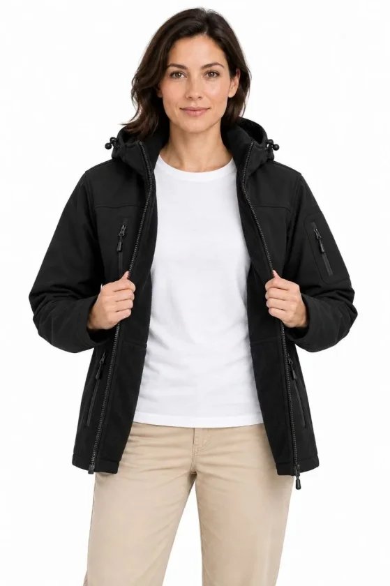 Su Geçirmez Softshell İçi Polar Astarlı Çıkarılabilir Kapüşonlu 4 Cepli Mont Ceket