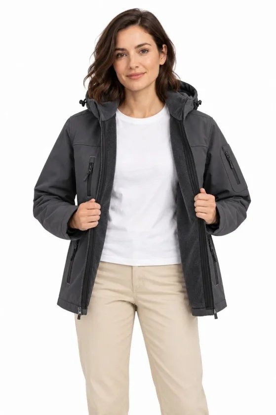 Su Geçirmez Softshell İçi Polar Astarlı Çıkarılabilir Kapüşonlu 4 Cepli Mont Ceket