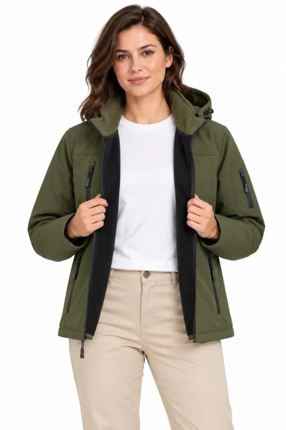 Su Geçirmez Softshell İçi Polar Astarlı Çıkarılabilir Kapüşonlu 4 Cepli Mont Ceket